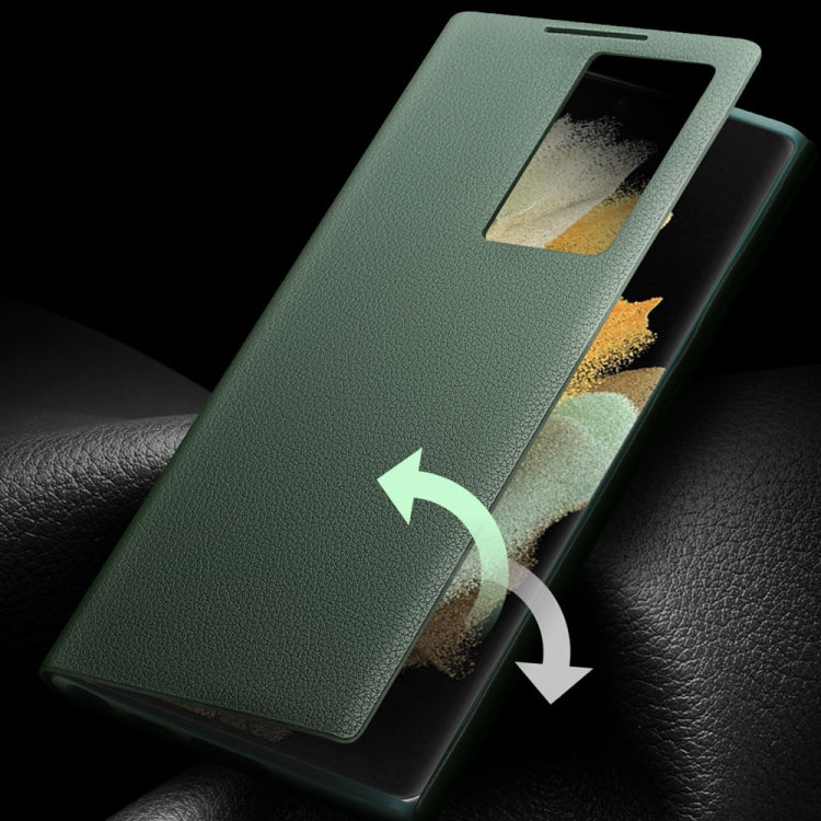 For Samsung Galaxy S22+ 5G QIALINO Magnetic Genuine Leather Phone Case(Green) Eurekaonline