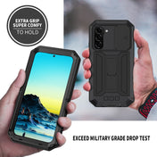 For Samsung Galaxy S22+ 5G R-JUST Sliding Camera Metal + Silicone Holder Phone Case(Black) Eurekaonline