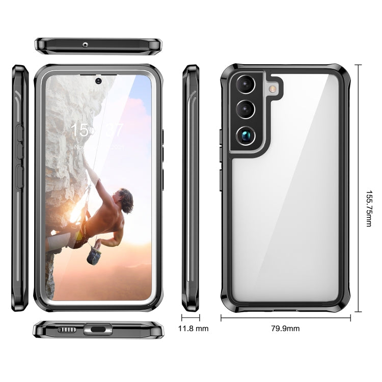 For Samsung Galaxy S22 5G RedPepper Transparent Dot Shockproof Waterproof PC + TPU Phone Case(Black) Eurekaonline