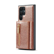 For Samsung Galaxy S22 Ultra 5G DG.MING M3 Series Glitter Powder Card Bag Leather Case(Rose Gold) Eurekaonline