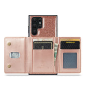 For Samsung Galaxy S22 Ultra 5G DG.MING M3 Series Glitter Powder Card Bag Leather Case(Rose Gold) Eurekaonline