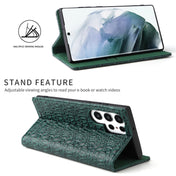 For Samsung Galaxy S22 Ultra 5G Fierre Shann Crocodile Texture Magnetic Genuine Leather Phone Case(Green) Eurekaonline