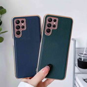 For Samsung Galaxy S22 Ultra 5G Genuine Leather Luolai Series Nano Electroplating Phone Case(Black) Eurekaonline