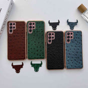 For Samsung Galaxy S22 Ultra 5G Genuine Leather Ostrich Texture Series Nano Electroplating Phone Case(Green) Eurekaonline