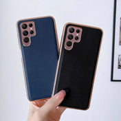 For Samsung Galaxy S22 Ultra 5G Genuine Leather Xiaoya Series Nano Electroplating Phone Case(Black) Eurekaonline