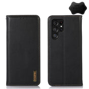 For Samsung Galaxy S22 Ultra 5G KHAZNEH Nappa Top Layer Cowhide Leather Phone Case(Black) Eurekaonline
