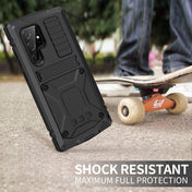 For Samsung Galaxy S22 Ultra 5G R-JUST Metal + Silicone Holder Phone Case(Black) Eurekaonline