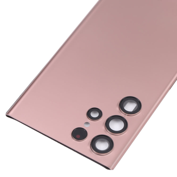 For Samsung Galaxy S22 Ultra 5G SM-S908B Battery Back Cover with Camera Lens Cover (Pink) Eurekaonline