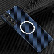 For Samsung Galaxy S23 5G Carbon Fiber Texture MagSafe Magnetic Phone Case(Blue) Eurekaonline