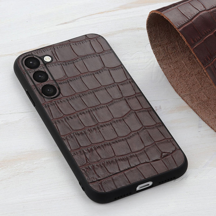 For Samsung Galaxy S23+ 5G Crocodile Texture Genuine Leather Phone Case(Brown) Eurekaonline