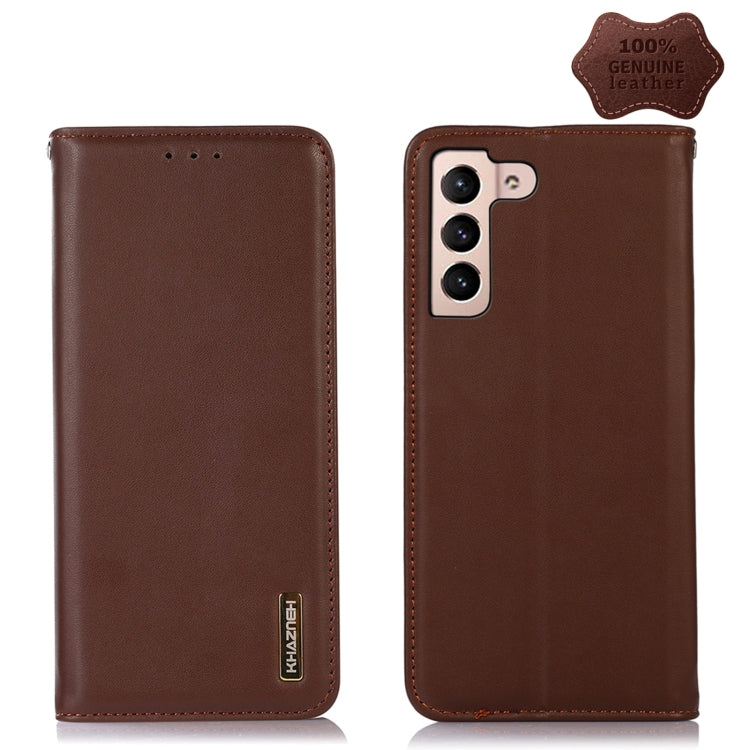 For Samsung Galaxy S23+ 5G KHAZNEH Nappa Top Layer Cowhide Leather Phone Case(Brown) Eurekaonline