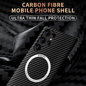 For Samsung Galaxy S23 Ultra 5G Carbon Fiber Texture MagSafe Magnetic Phone Case(Black Silver) Eurekaonline