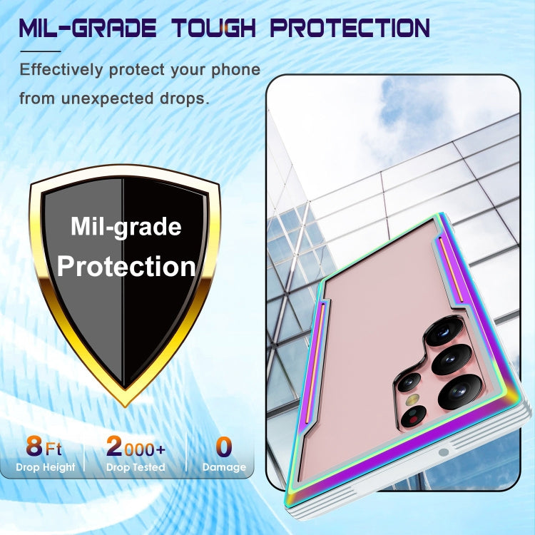 For Samsung Galaxy S23 Ultra 5G Defender Metal Clear PC Soft TPU Phone Case(Colorful) Eurekaonline