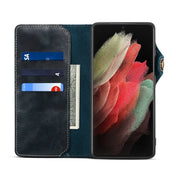 For Samsung Galaxy S23 Ultra 5G Denior Oil Wax Cowhide Magnetic Button Leather Phone Case(Dark Blue) Eurekaonline