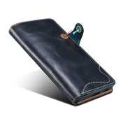 For Samsung Galaxy S23 Ultra 5G Denior Oil Wax Cowhide Magnetic Button Leather Phone Case(Dark Blue) Eurekaonline