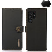 For Samsung Galaxy S23 Ultra 5G KHAZNEH Custer Genuine Leather RFID Phone Case(Black) Eurekaonline