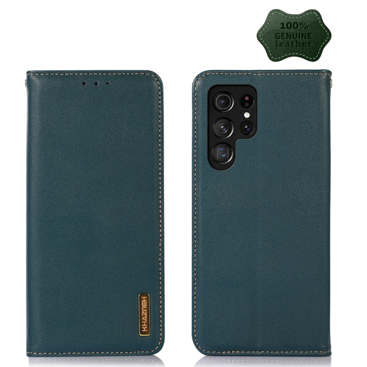 For Samsung Galaxy S23 Ultra 5G KHAZNEH Nappa Top Layer Cowhide Leather Phone Case(Green) Eurekaonline