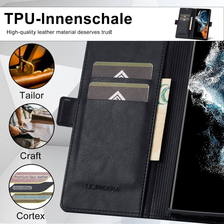For Samsung Galaxy S23 Ultra 5G LC.IMEEKE RFID Anti-theft Leather Phone Case(Black) Eurekaonline
