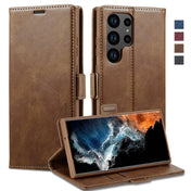 For Samsung Galaxy S23 Ultra 5G LC.IMEEKE RFID Anti-theft Leather Phone Case(Brown) Eurekaonline