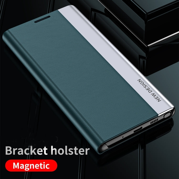 For Samsung Galaxy S23 Ultra 5G Side Electroplated Adsorption Leather Phone Case(White) Eurekaonline