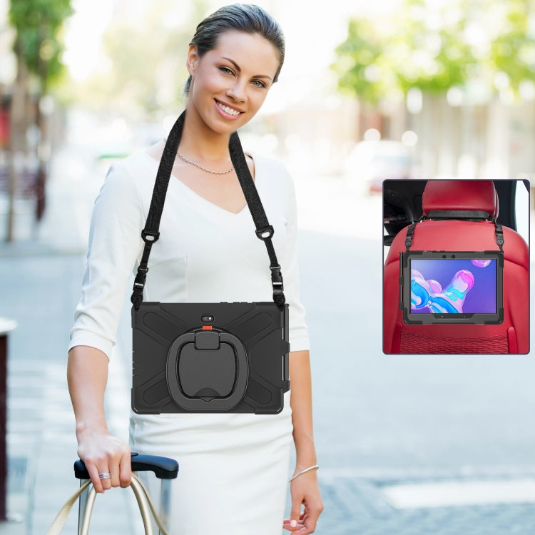 For Samsung Galaxy Tab Active Pro Silicone + PC Protective Case with Holder & Shoulder Strap(Black) Eurekaonline