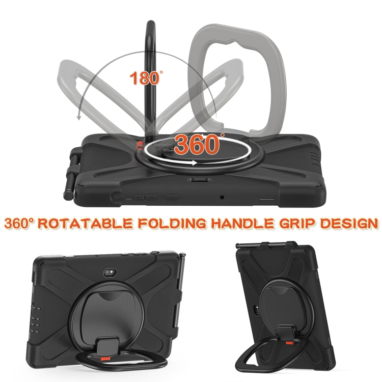 For Samsung Galaxy Tab Active Pro Silicone + PC Protective Case with Holder & Shoulder Strap(Black) Eurekaonline