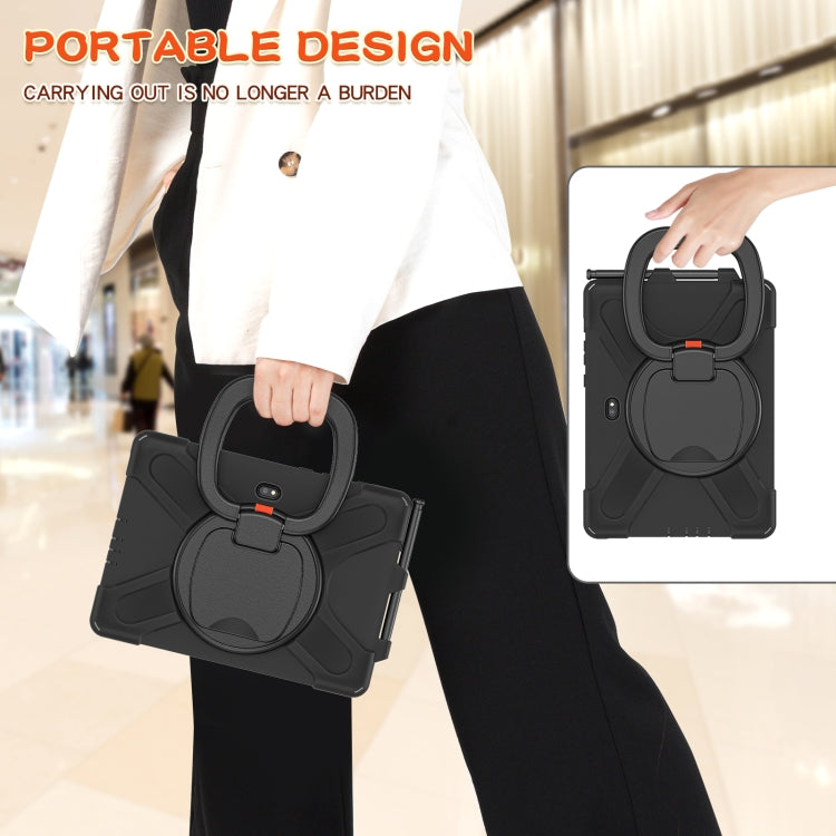 For Samsung Galaxy Tab Active Pro Silicone + PC Protective Case with Holder & Shoulder Strap(Black) Eurekaonline