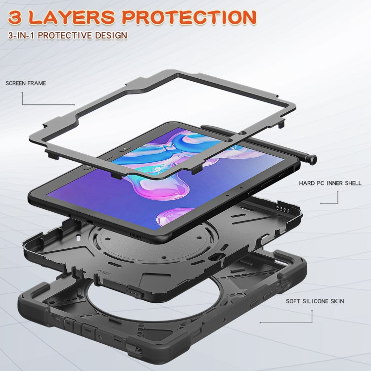 For Samsung Galaxy Tab Active Pro Silicone + PC Protective Case with Holder & Shoulder Strap(Black) Eurekaonline