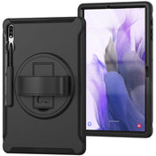 For Samsung Galaxy Tab S7 FE 12.4 inch T730 360 Degree Rotation PC+TPU Protective Cover with Holder & Hand Strap(Black) Eurekaonline