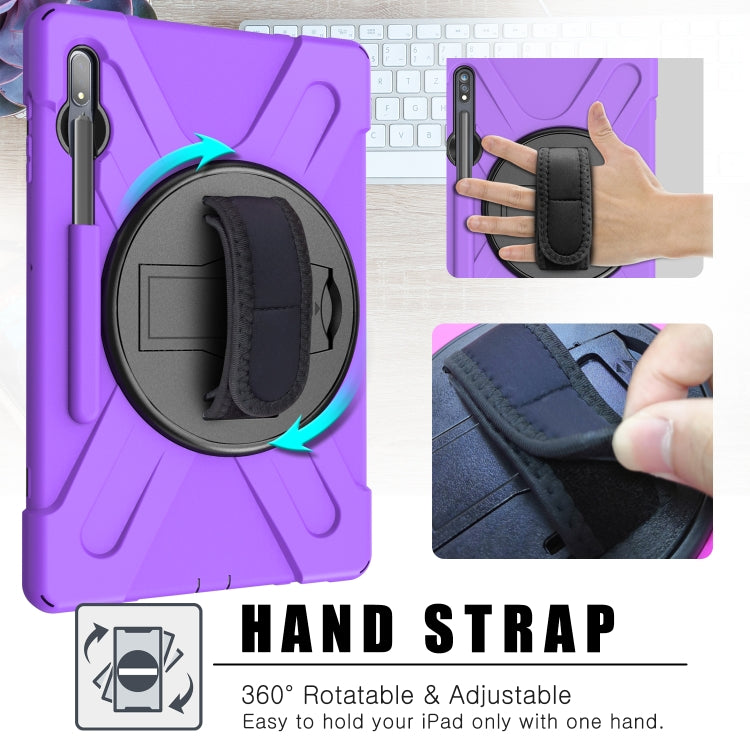 For Samsung Galaxy Tab S8+ / Tab S8 Plus /  Tab S7 FE / Tab S7+ Shockproof Colorful Silicone + PC Protective Case with Holder & Shoulder Strap & Hand Strap(Purple) Eurekaonline