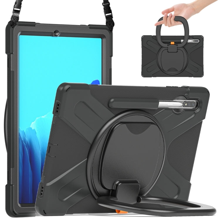 T975 Silicone + PC Protective Case with Holder & Shoulder Strap(Black+Black) Eurekaonline