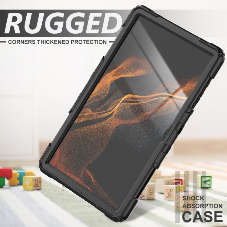 For Samsung Galaxy Tab S8 Ultra 14.6 inch SM-X900 Silicone + PC Tablet Case with Shoulder Strap(Black) Eurekaonline