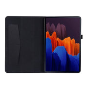 For Samsung Galaxy Tab S8 Ultra Horizontal Flip Fabric Leather Tablet Case with Card Slots & Holder(Black) Eurekaonline