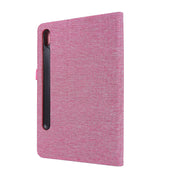 For Samsung Galaxy Tab S8 Ultra Horizontal Flip Fabric Leather Tablet Case with Card Slots & Holder(Rose Red) Eurekaonline