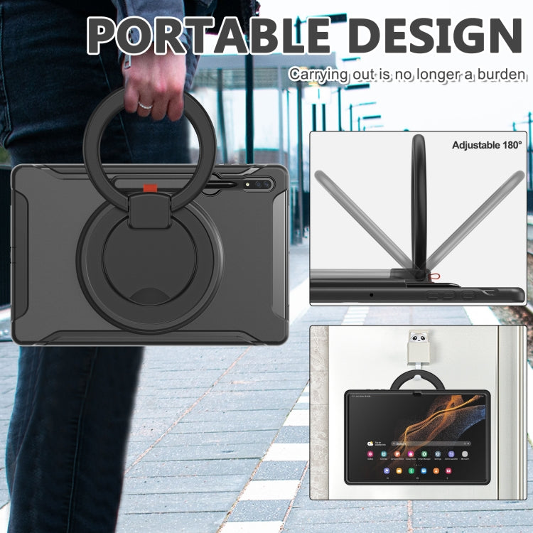 For Samsung Galaxy Tab S8 Ultra / X900 360 Rotation Handle Grip TPU + PC Tablet Case(Black) Eurekaonline