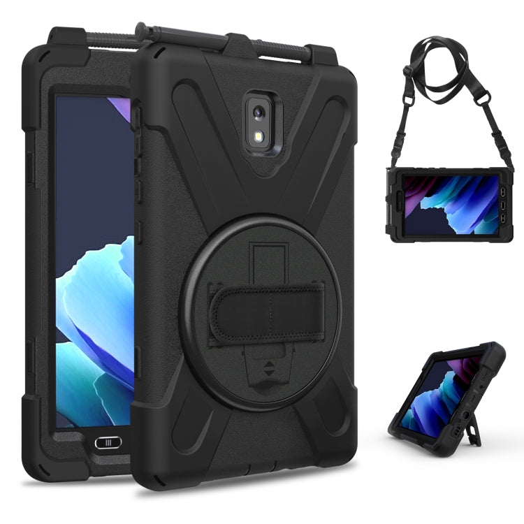  T575 8.0 Shockproof Colorful Silicone + PC Protective Case with Holder & Shoulder Strap & Hand Strap(Black) Eurekaonline
