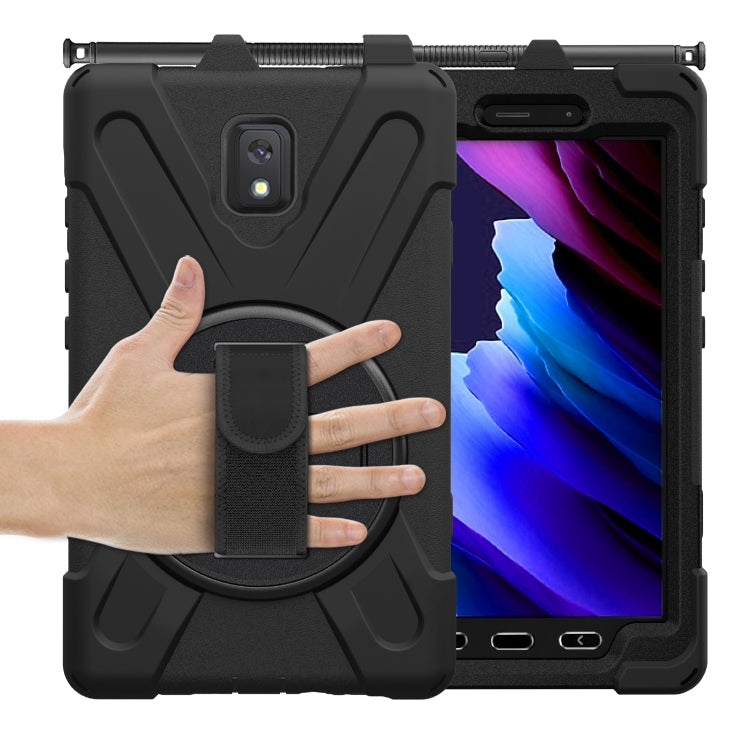 For Samsung Galaxy Tab active 3 T570 / T575 8.0 Shockproof Colorful Silicone + PC Protective Case with Holder & Shoulder Strap & Hand Strap(Black) Eurekaonline