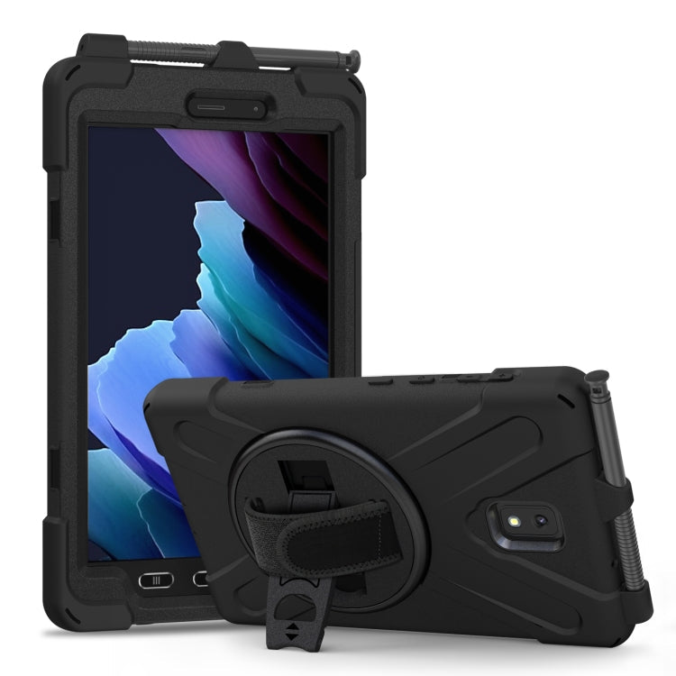  T575 8.0 Shockproof Colorful Silicone + PC Protective Case with Holder & Shoulder Strap & Hand Strap(Black) Eurekaonline