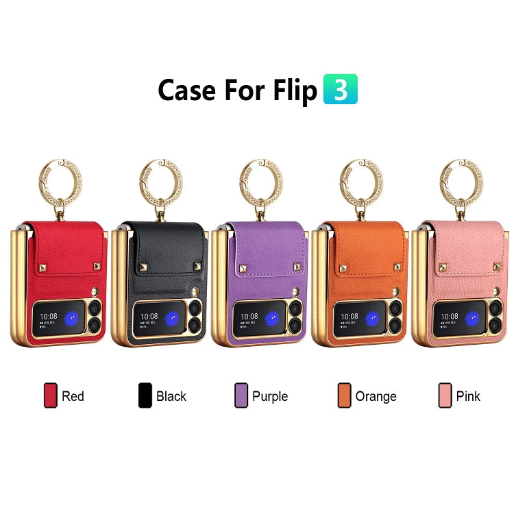 For Samsung Galaxy Z Flip3 5G GKK Colorful PU Phone Case with Ring Holder(Red) Eurekaonline