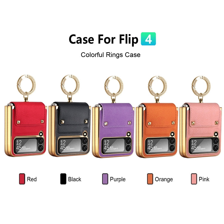 For Samsung Galaxy Z Flip4 5G GKK Colorful PU Phone Case with Ring Holder(Purple) Eurekaonline