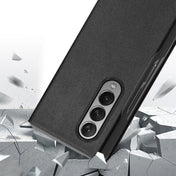 For Samsung Galaxy Z Fold3 5G Cowhide Shockproof Fold Splicing Leather Case(Grey) Eurekaonline