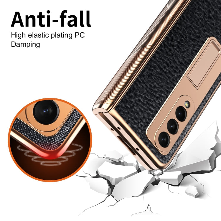 For Samsung Galaxy Z Fold3 5G Electroplated Armor Cross Texture Phone Case(Black) Eurekaonline