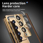 For Samsung Galaxy Z Fold3 5G Litchi Pattern Magnetic Shell Film Integrated Shockproof Phone Case(Black Gold) Eurekaonline