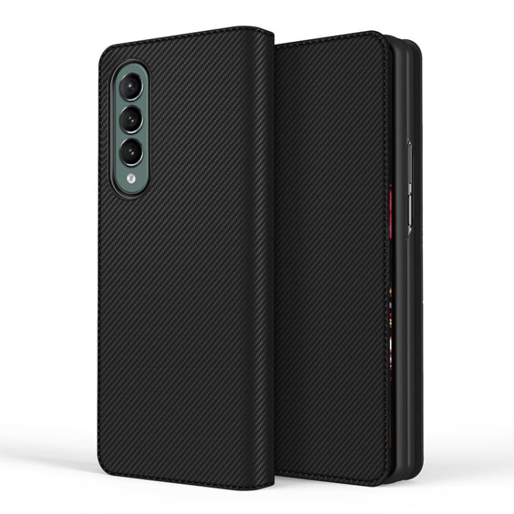 For Samsung Galaxy Z Fold3 5G Split Type Horizontal Flip Foldable Leather Case with Holder & Card Slots & Wallet(Fiber Black) Eurekaonline