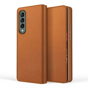 For Samsung Galaxy Z Fold3 5G Split Type Horizontal Flip Foldable Leather Case with Holder & Card Slots & Wallet(Plain Brown) Eurekaonline