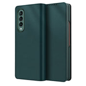 For Samsung Galaxy Z Fold3 5G Split Type Horizontal Flip Foldable Leather Case with Holder & Card Slots & Wallet(Plain Green) Eurekaonline