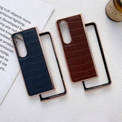For Samsung Galaxy Z Fold4 5G Crocodile Texture Genuine Leather Electroplating Phone Case(Blue) Eurekaonline