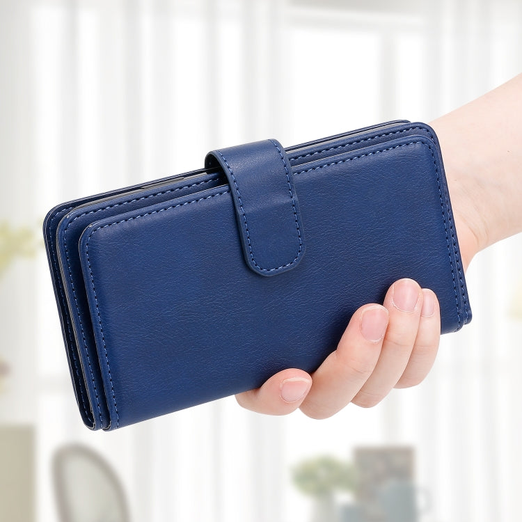 For Sony Xpeira 5 Multifunctional Magnetic Copper Buckle Horizontal Flip Solid Color Leather Case with 10 Card Slots & Wallet & Holder & Photo Frame(Navy Blue) Eurekaonline