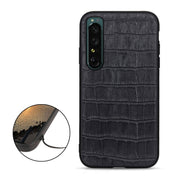 For Sony Xperia 1 IV Accurate Hole Crocodile Texture Genuine Leather Phone Case(Black) Eurekaonline