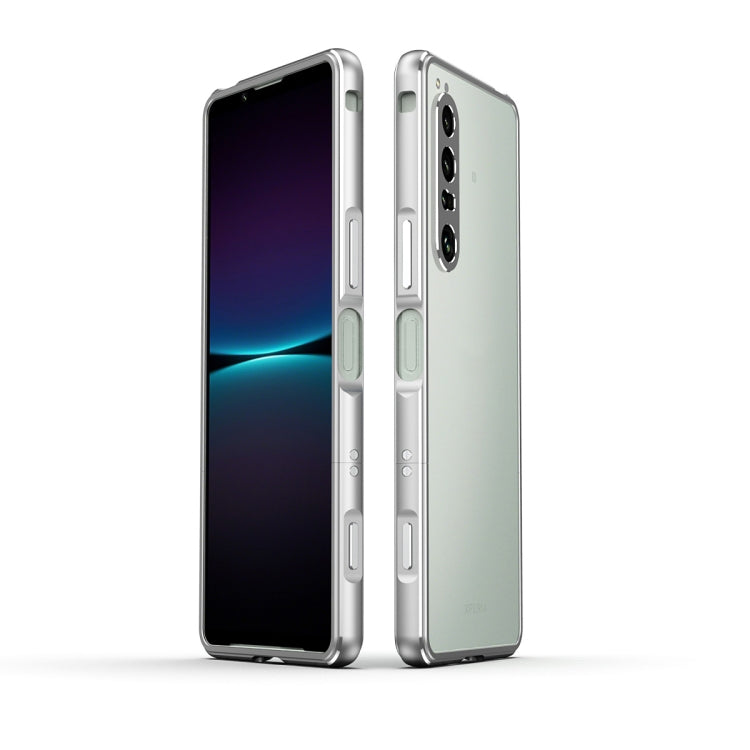 For Sony Xperia 1 IV Aurora Series Lens Protector + Metal Frame Protective Phone Case(Silver) Eurekaonline